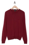 Hugo Boss Boss Botton Virgin Wool Crewneck Sweater In Dark Red