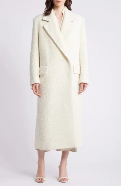Hugo Boss Off-white Bouclé-tweed Slim-fitting Coat In Soft Cream
