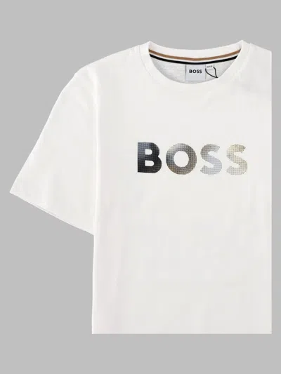 Hugo Boss Boss Boys 100% Cotton T-shirt With Soft Stretch Trim In White