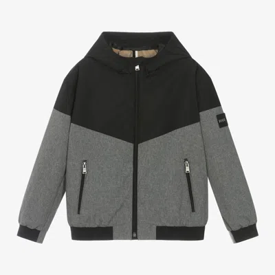 Hugo Boss Kids' Boss Boys Two-tone Windbreaker Black 10 Yrs