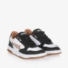 HUGO BOSS BOSS BOYS BLACK & WHITE LEATHER LACE-UP TRAINERS