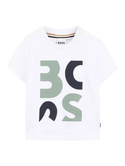 Hugo Boss Boss Boys' Cotton T-shirt With Stampaint Logo - Size 10 In White