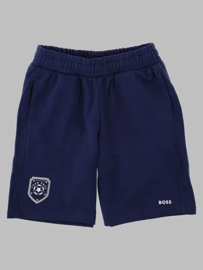 Hugo Boss Boss Boys Cotton-blend Shorts In Blue