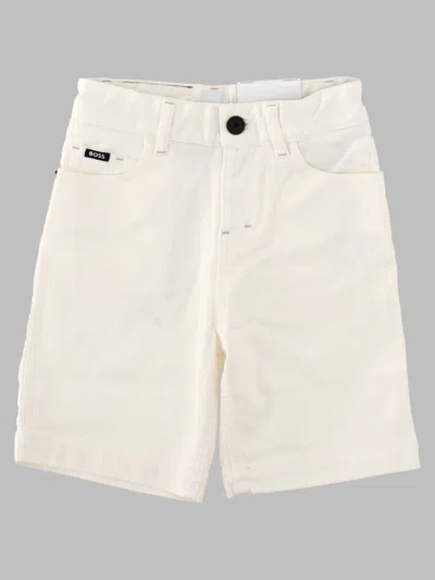 Hugo Boss Boss Boys' Cotton-blend Shorts With Stretch & Lined Comfort In White