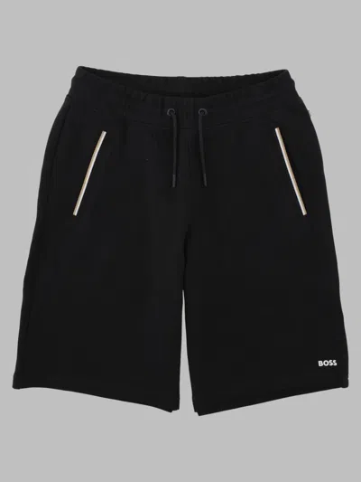 Hugo Boss Boss Boys Cotton-blend Shorts With Stretch Trim In Black