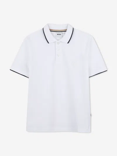 Hugo Boss Kids' Boss Boys Double B Polo Shirt In White