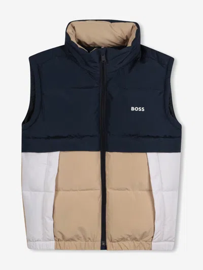 Hugo Boss Kids' Boss Boys Down Colourblock Gilet In Blue