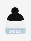 Hugo Boss Boss Boys Embroidered Logo Bobble Hat In Grey