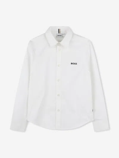 Hugo Boss Kids' Boss Boys Embroidered Logo Shirt In White
