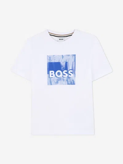 Hugo Boss Babies' Boss Boys Graphic Print T-shirt In White