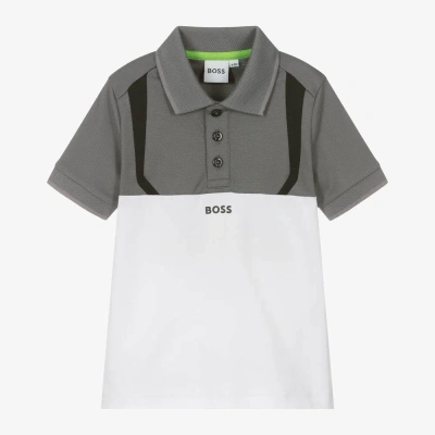 Hugo Boss Kids' Boss Boys Grey Colourblock Polo Shirt