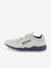 Hugo Boss Boss Boys Lace Up Logo Trainers In White