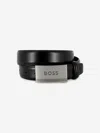 Hugo Boss Boss Boys Leather Branded Belt In Black