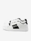 Hugo Boss Boss Boys Leather Logo Trainers In White