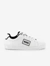 Hugo Boss Boss Boys Leather Logo Trainers In White
