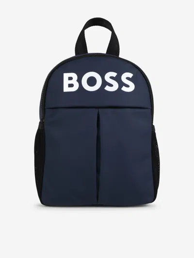 Hugo Boss Kids' Boss Boys Logo Backpack In Blue