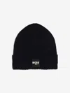 Hugo Boss Boss Boys Logo Badge Beanie Hat In Blue