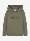 Hugo Boss Boss Boys Logo Hoodie In Green
