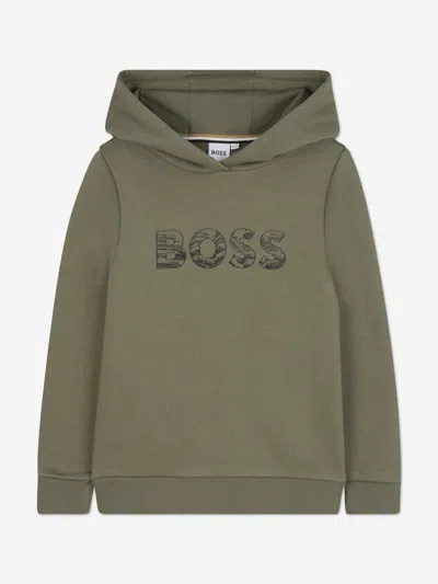 Hugo Boss Kids' Boss Boys Logo Hoodie In Green