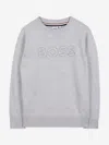 Hugo Boss Boss Boys Logo Knitted Jumper In Gray