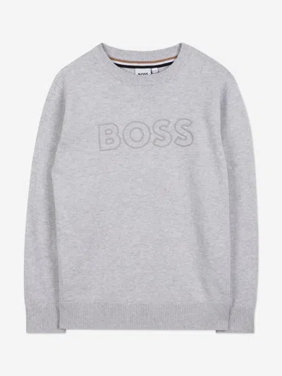 Hugo Boss Babies' Boss Boys Logo Knitted Jumper In Gray