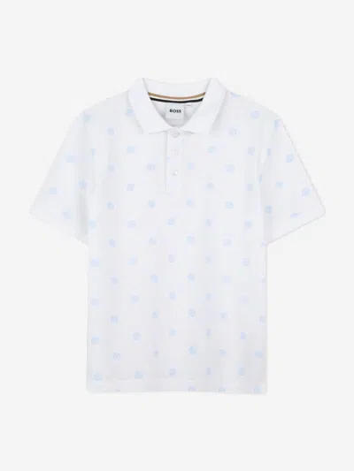 Hugo Boss Kids' Boss Boys Logo Polo Shirt In White