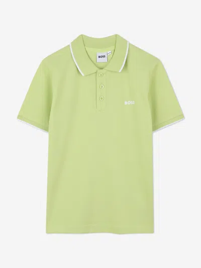 Hugo Boss Kids' Boss Boys Logo Print Polo Shirt In Green
