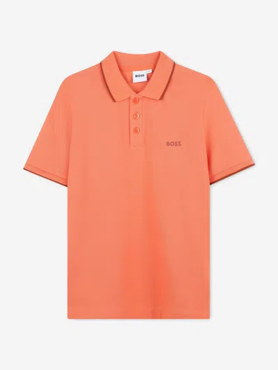 Hugo Boss Kids' Boss Boys Logo Print Polo Shirt In Orange
