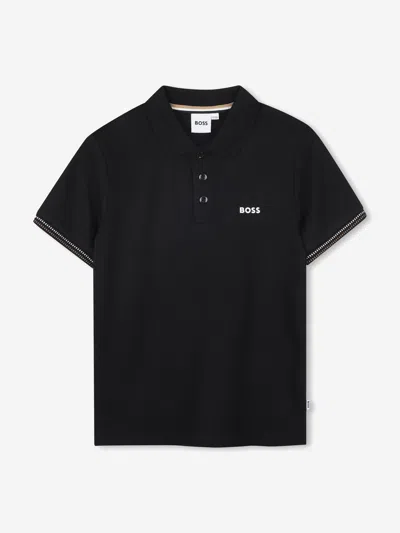 Hugo Boss Kids' Boss Boys Logo Print Polo Shirt In Black