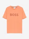 Hugo Boss Boss Boys Logo Print T-shirt In Orange