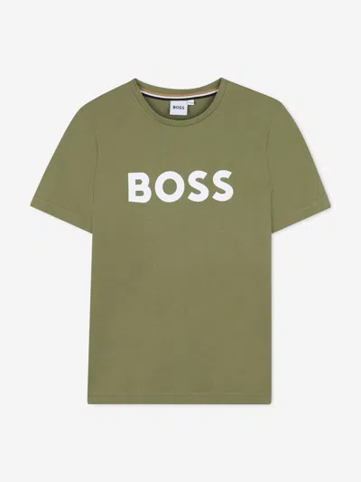 Hugo Boss Babies' Boss Boys Logo Print T-shirt In Green
