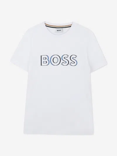 Hugo Boss Babies' Boss Boys Logo Print T-shirt In White