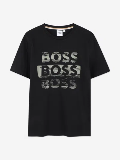 Hugo Boss Babies' Boss Boys Logo Print T-shirt In Black