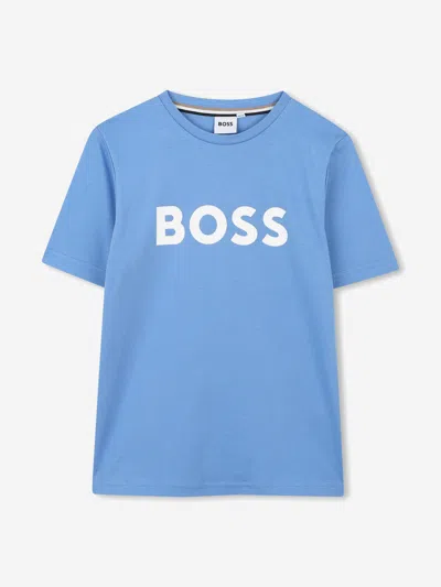 Hugo Boss Babies' Boss Boys Logo Print T-shirt In Blue