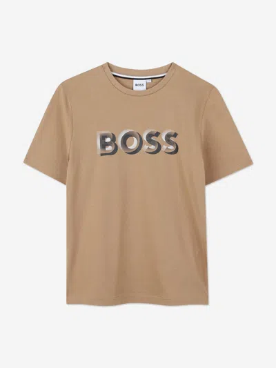Hugo Boss Babies' Boss Boys Logo Print T-shirt In Brown