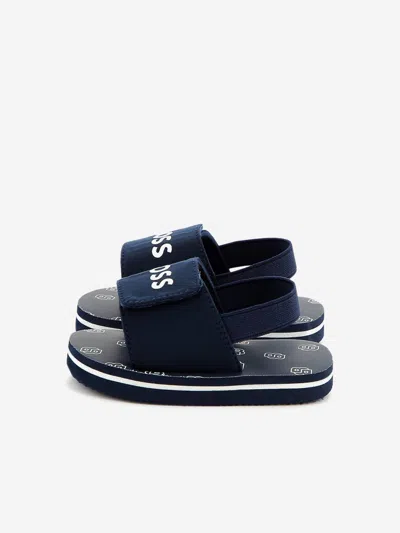 Hugo Boss Kids' Boss Boys Logo Sandals In Blue