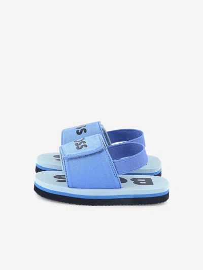 Hugo Boss Kids' Boss Boys Logo Sandals In Blue