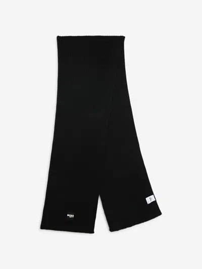 Hugo Boss Kids' Boss Boys Logo Scarf In Black
