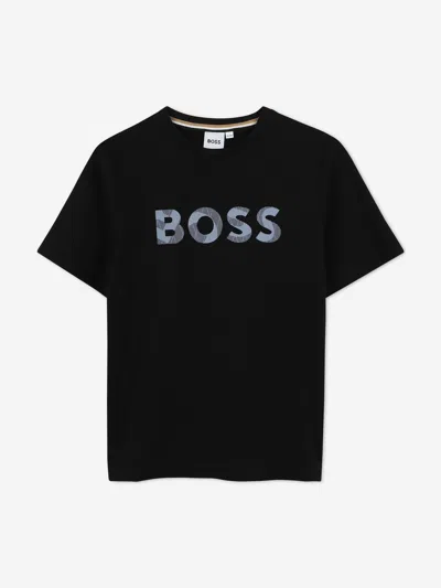 Hugo Boss Kids' Boy's Classic Logo-print T-shirt In Black