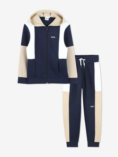 Hugo Boss Babies' Boss Boys Logo Tracksuit In Blue