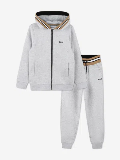 Hugo Boss Babies' Boss Boys Logo Tracksuit In Gray