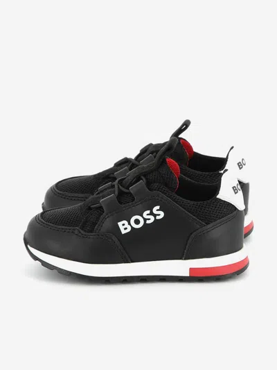Hugo Boss Kids' Boss Boys Logo Trainers In Black