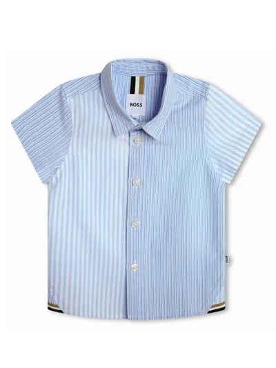Hugo Boss Boss Boys' Mini Cotton Short Sleeve Shirt In White