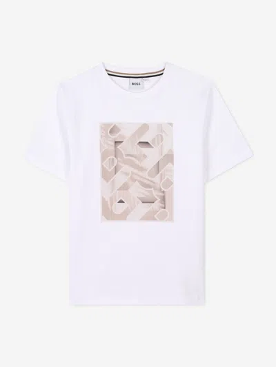 Hugo Boss Babies' Boss Boys Monogram Print T-shirt In White
