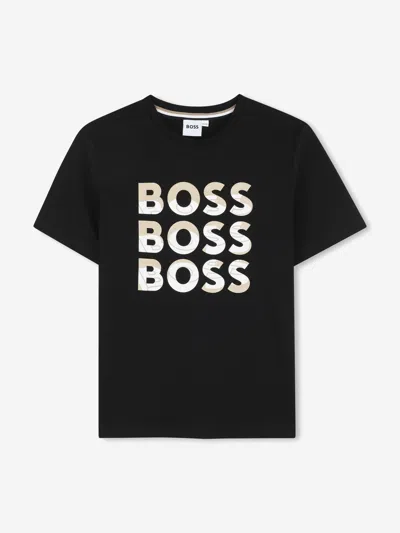 Hugo Boss Babies' Boss Boys Multi Logo T-shirt In Black