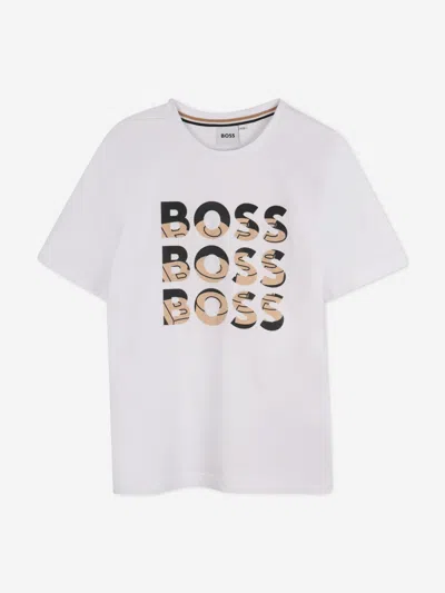 Hugo Boss Babies' Boss Boys Multi Logo T-shirt In White