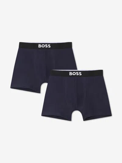 Hugo Boss Kids' Boss Boys Pack Of 2 Boxer Shorts Set In Navy