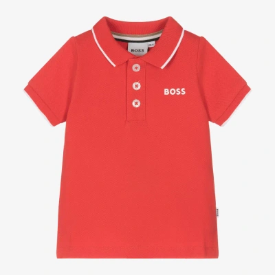Hugo Boss Babies' Boss Boys Red Cotton Polo Shirt