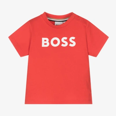 Hugo Boss Babies' Boss Boys Red Cotton T-shirt