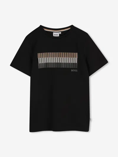 Hugo Boss Babies' Boss Boys Striped Print Logo T-shirt In Black
